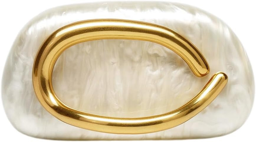 Acrylic Clutch Purse for Women Classic Round Acrylic Evening Handbag Vintage Metal Handlebars Bag... | Amazon (US)