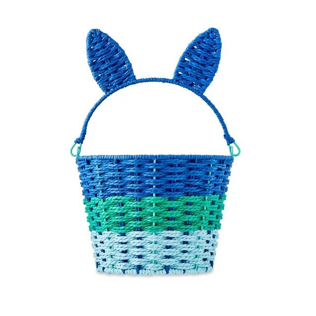 Easter Blue Paper Bunny Ear Basket, 9 in x 14.5 in, by Way To Celebrate | Walmart (US)