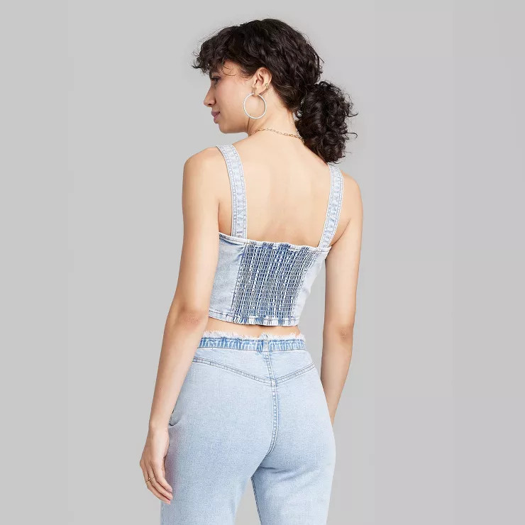 Women's Denim Zip-Front Corset Tank Top - Wild Fable™ | Target