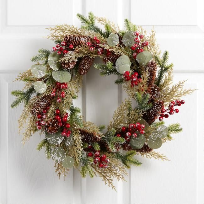Faux Pine and Eucalyptus with Red Berries Wreath | World Market