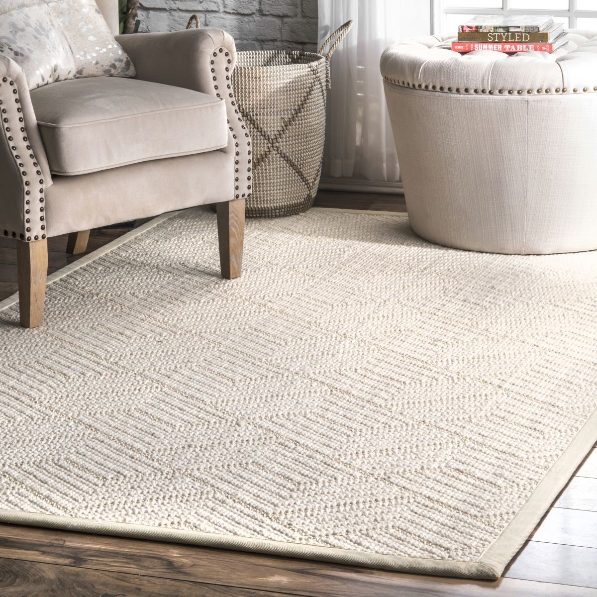 Cream Monochrome Texture Area Rug | Rugs USA