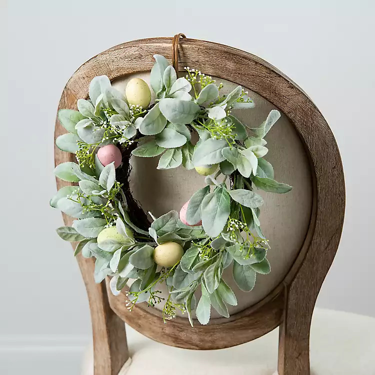 New! Lamb's Ear and Easter Eggs Wreath | Kirkland's Home