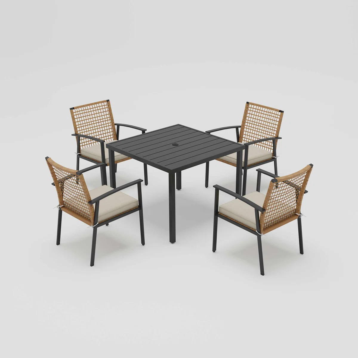 Aljaquan Square 4 - Person 37" Long Iron Dining Set with Cushions | Wayfair North America