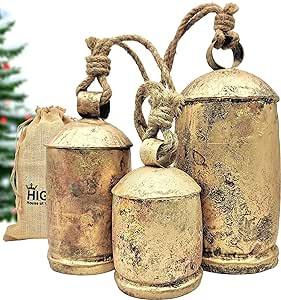 HIGHBIX Set of 3 Giant Harmony Cow Bells Huge Vintage Handmade Rustic Lucky Christmas Hanging XL ... | Amazon (US)