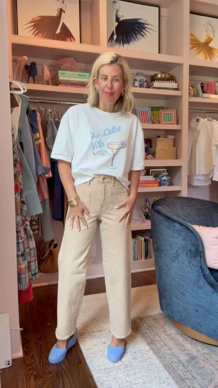 The Sailor jeans we have loved for years from Tar-jay in this new tan color paired with the cutest graphic tee! 
Jeans - 2 
Tee - small
Espadrille - 8 tts 

*use Catherine20 for 20% off my bracelets

#LTKdayinmylife #LTKmomlife #LTKOver40