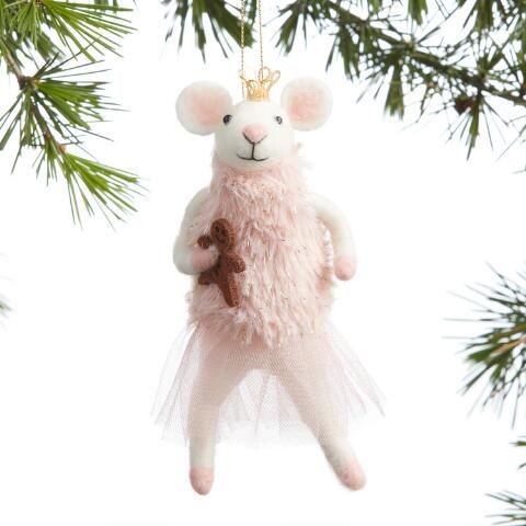 Wool Ballerina Mouse Ornament | World Market