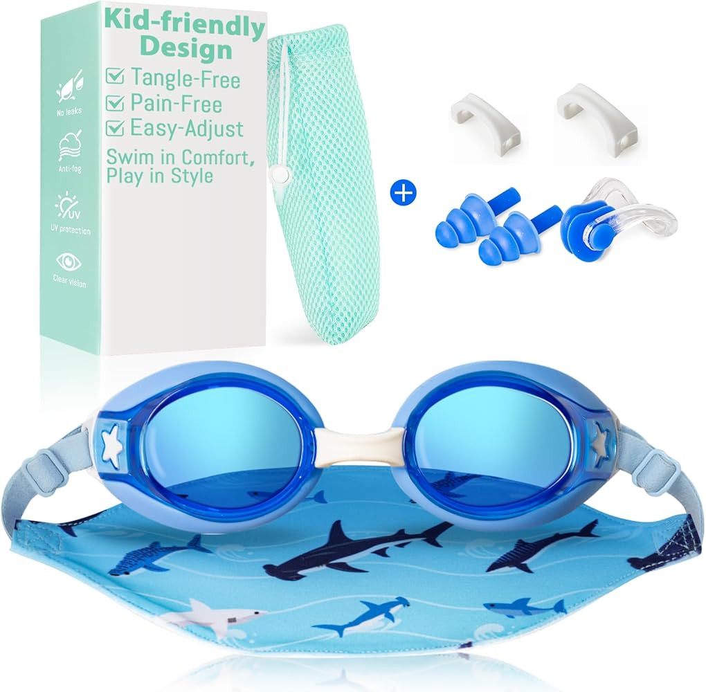 Pixel Panda Kids Swim Goggles with Fabric Strap for 3-8, Swim Pool Goggles for Boy Girls Toddler,... | Amazon (US)