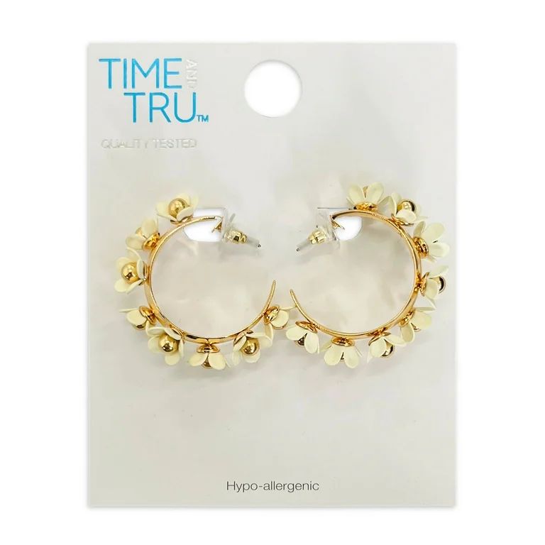 Time and Tru Flower Hoop Earrings | Walmart (US)