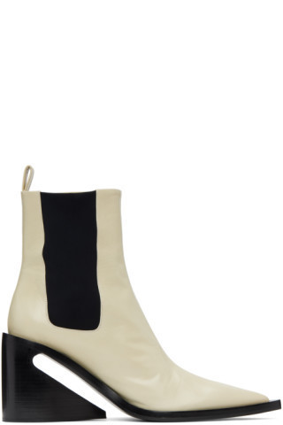 Jil Sander - Beige Crinkled Ankle Boots | SSENSE