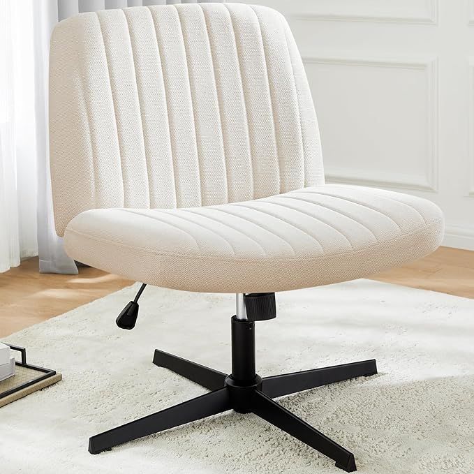 DUMOS Cross Legged Office Chair, Armless Wide Desk Chair No Wheels, Modern Home Office Desk Chair... | Amazon (US)