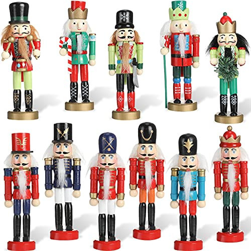 11 Pieces Christmas Nutcracker Ornament Set Wooden Nutcracker Soldier Hanging Decorations Nutcracker Figures for Christmas Tree Party Home Toy Gifts Supplies | Amazon (US)