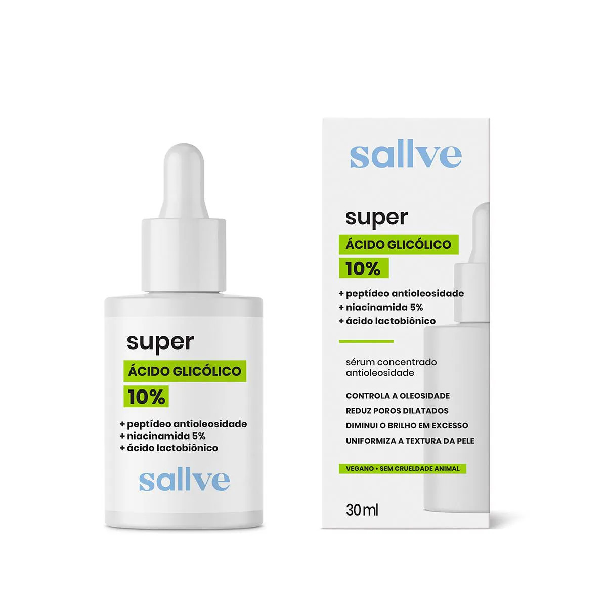 Sérum Facial Super Ácido Glicólico 10% Sallve 30Ml | DrogaRaia (BR)