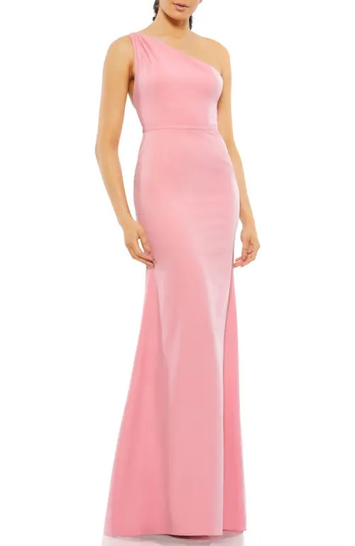 Mac Duggal One Shoulder Jersey Mermaid Gown in Rose Pink at Nordstrom, Size 0 | Nordstrom