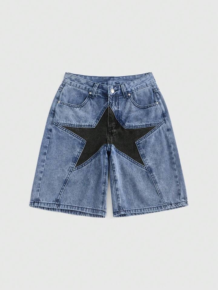ROMWE Grunge Punk Women Star Print Denim Shorts | SHEIN