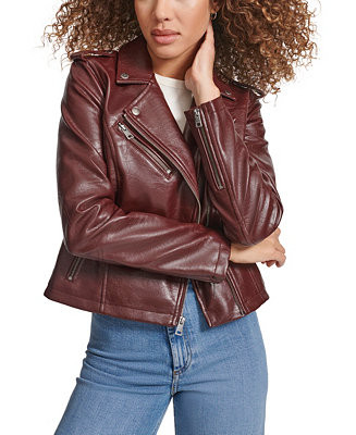 Women's Classic Faux Leather Asymmetrical Moto Jacket | Macy's