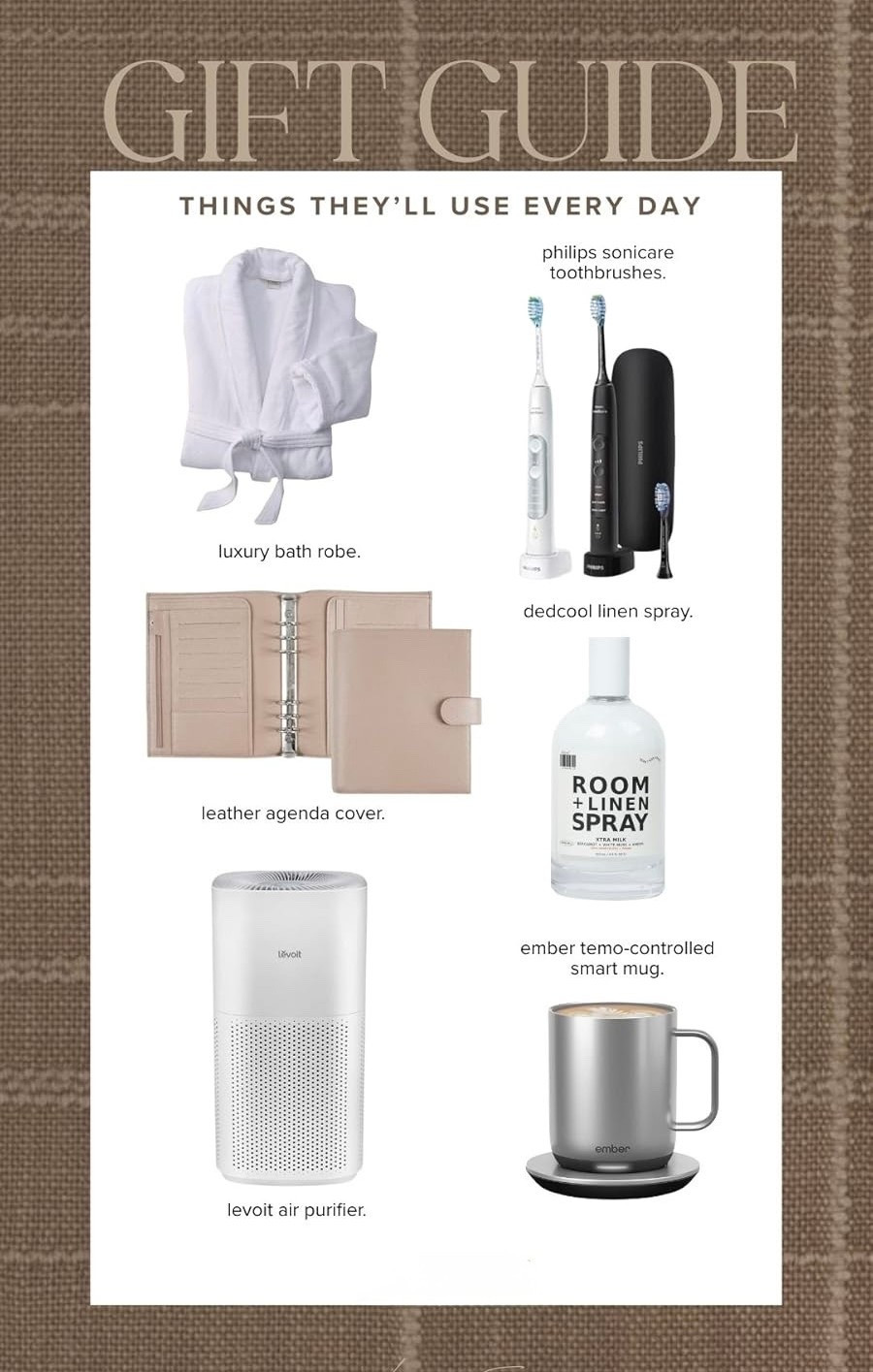 Gift Guide ✨ Everyday Luxury Gift Ideas They’ll Actually Use 🤍 Thoughtful, Practical + Elevated Finds for Any Occasion 🎁 From cozy robes and smart mugs to air purifiers, skincare essentials, and home upgrades, these everyday gifts combine function with a luxe feel. Perfect for birthdays, holidays, Mother’s Day, or anyone hard to shop for, these are gifts they’ll reach for daily. Save this for practical gift ideas, everyday essentials, and luxury finds that feel special. #giftguide #giftideas #practicalgifts #everydayluxury #amazonfinds #giftinspo #thoughtfulgifts #ltkfinds

#LTKMothersDay #LTKWedding #LTKBaby