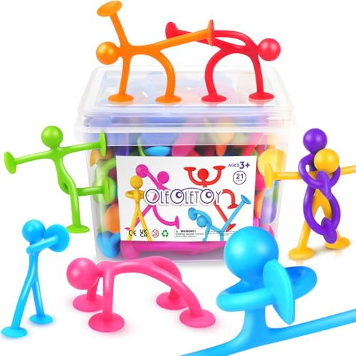 OleOletOy Suction Fidget Toys for Kids: 21 Pack Stretchy Suction Cup Sensory Toys - Bulk Fidgets for Kids Autism ADHD Classroom Prizes Party Favors - Travel Toys for Car Windows Road Trips | Amazon (US)