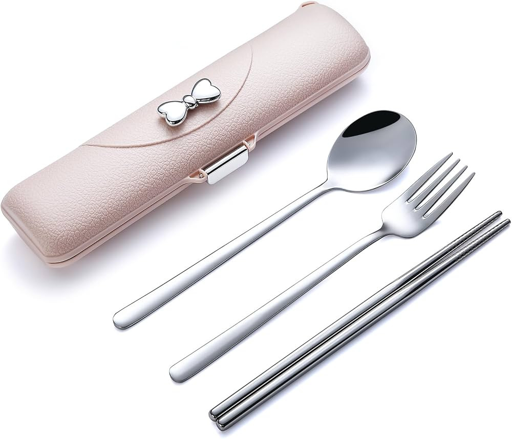 DEVICO Travel Silverware Set with Case, Portable Lunch Utensils Set for Work, Reusable Travel Cut... | Amazon (US)