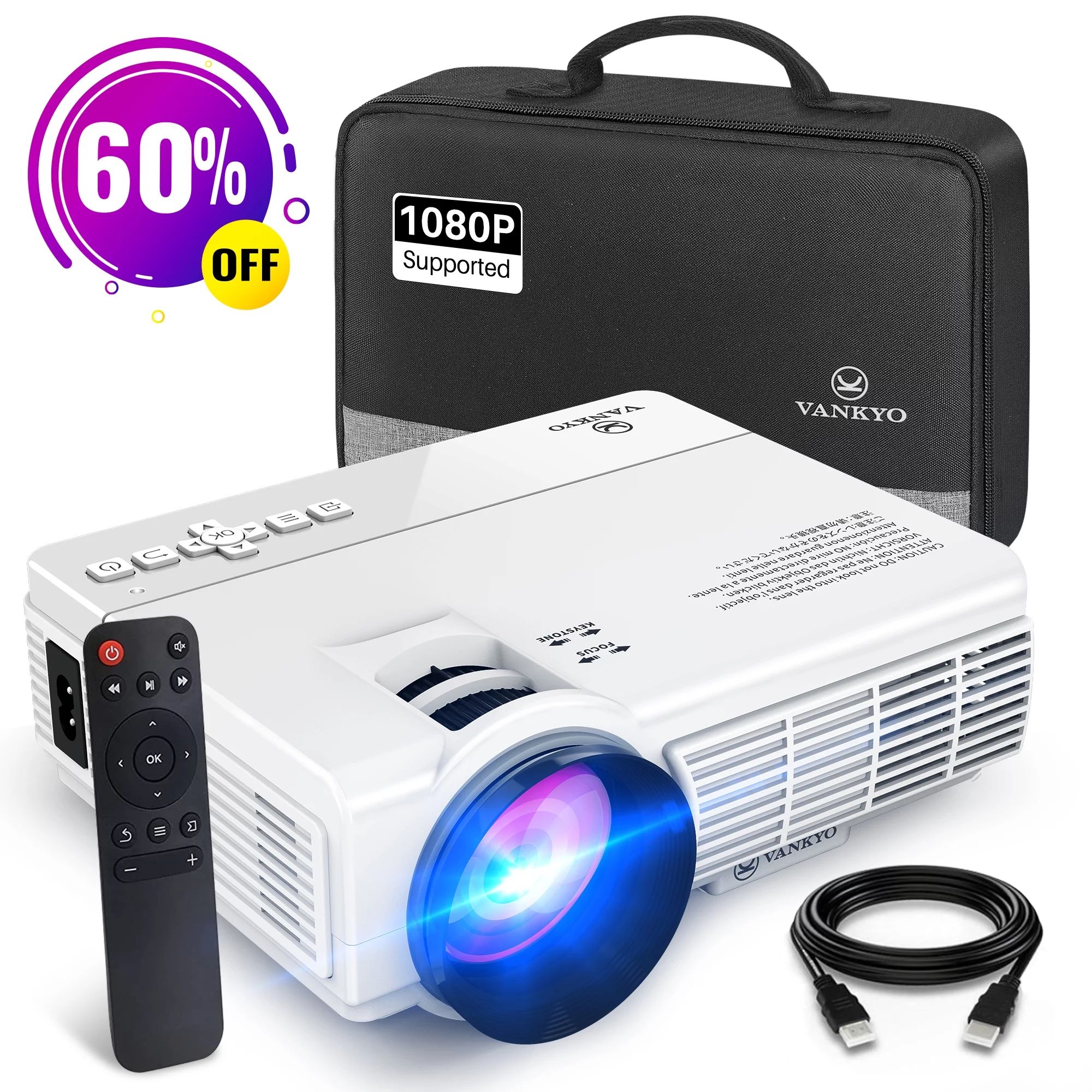 VANKYO Leisure 3 1080P Supported Mini Projector with 65000 Hours Lamp Life, LED Portable Projecto... | Walmart (US)