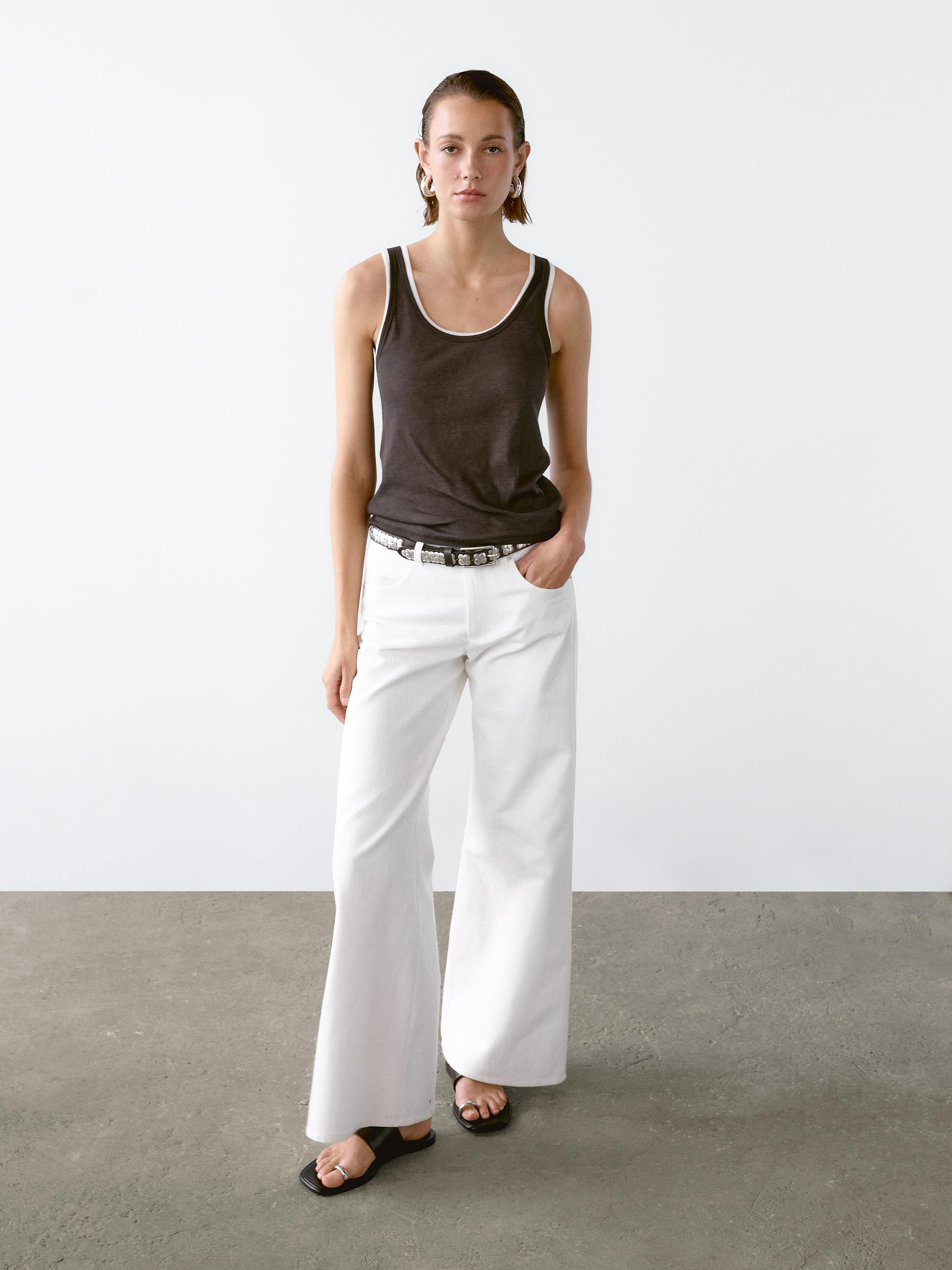 100% cotton double-strap top | Massimo Dutti UK