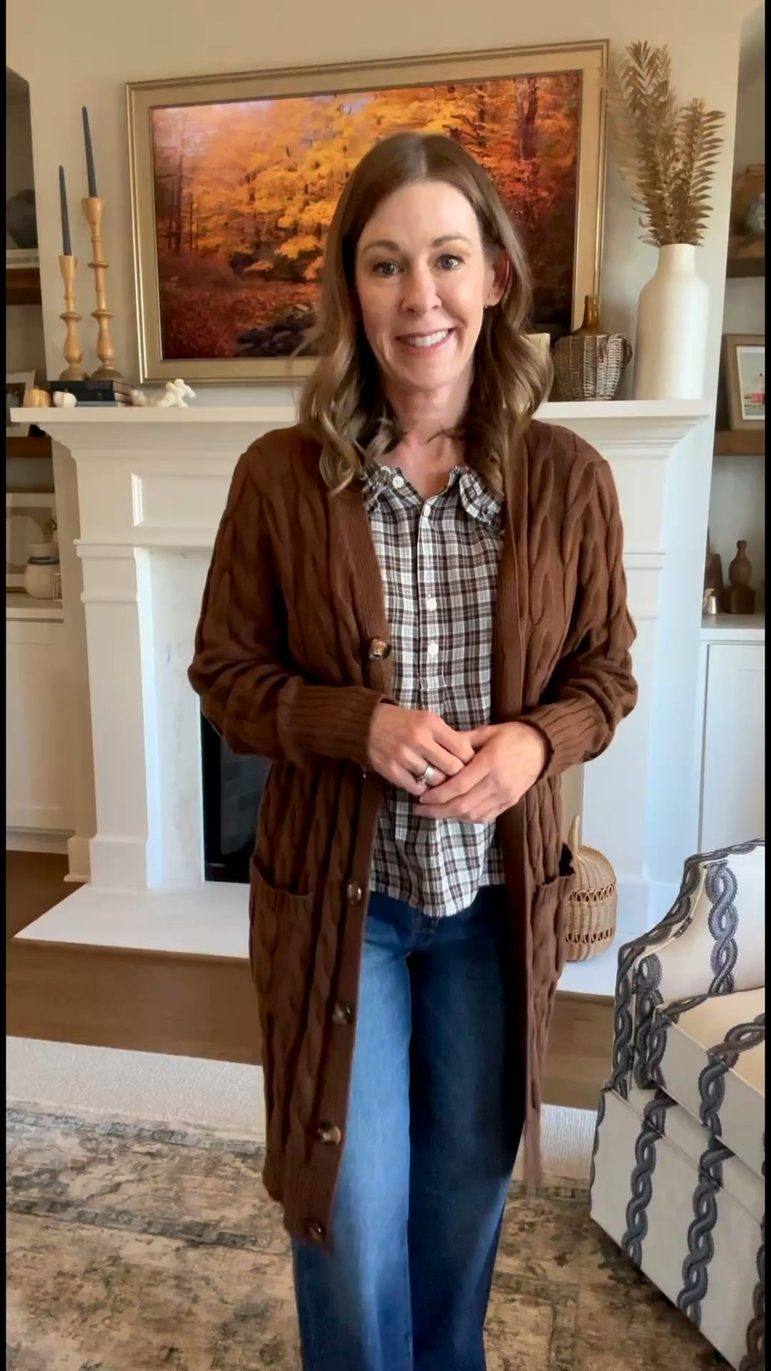 Long cardigan that is soft and trendy! 
The color is a beautiful chocolate brown! 
I’m wearing a size small! 
#cardigan #chocolatebrown #plaidtop #amazonfashion #merokeety

#LTKSaleAlert #LTKFindsUnder50 #LTKPetite