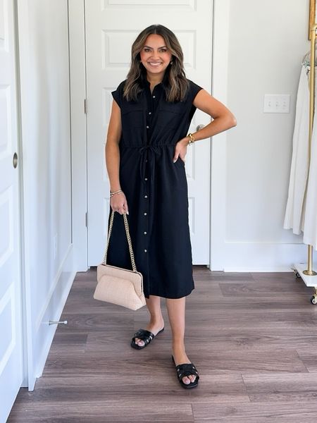 Black utility midi shirt dress size XS petite TTS - this can be worn as a bathing suit coverup too 
Black sandals size 5.5 TTS 

Vacation Outfits 
Summer Outfits 
Summer Style 
Summer Dresses 
Summer tops 
Summer sandals 

Honey Sweet Petite 
Honeysweetpetite 


#LTKFindsUnder50 #LTKStyleTip #LTKTravel