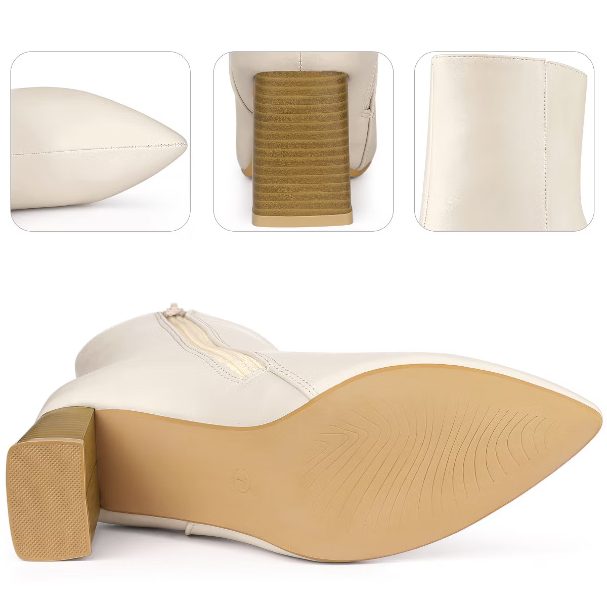 Perphy Women's Pointed Toe Zippered Block Heels Ankle Booties | Target