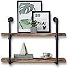 CASANUVA 31.5-Inch Industrial Black Pipe Shelf with Retro Rustic Brown Boards Included, Iron Pipe... | Amazon (US)