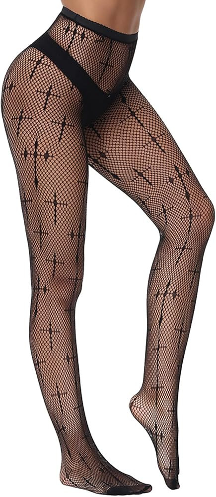 Tights for Women High Waist Fishnet Stockings Lace Leggings Floral Lace Pantyhose | Amazon (US)