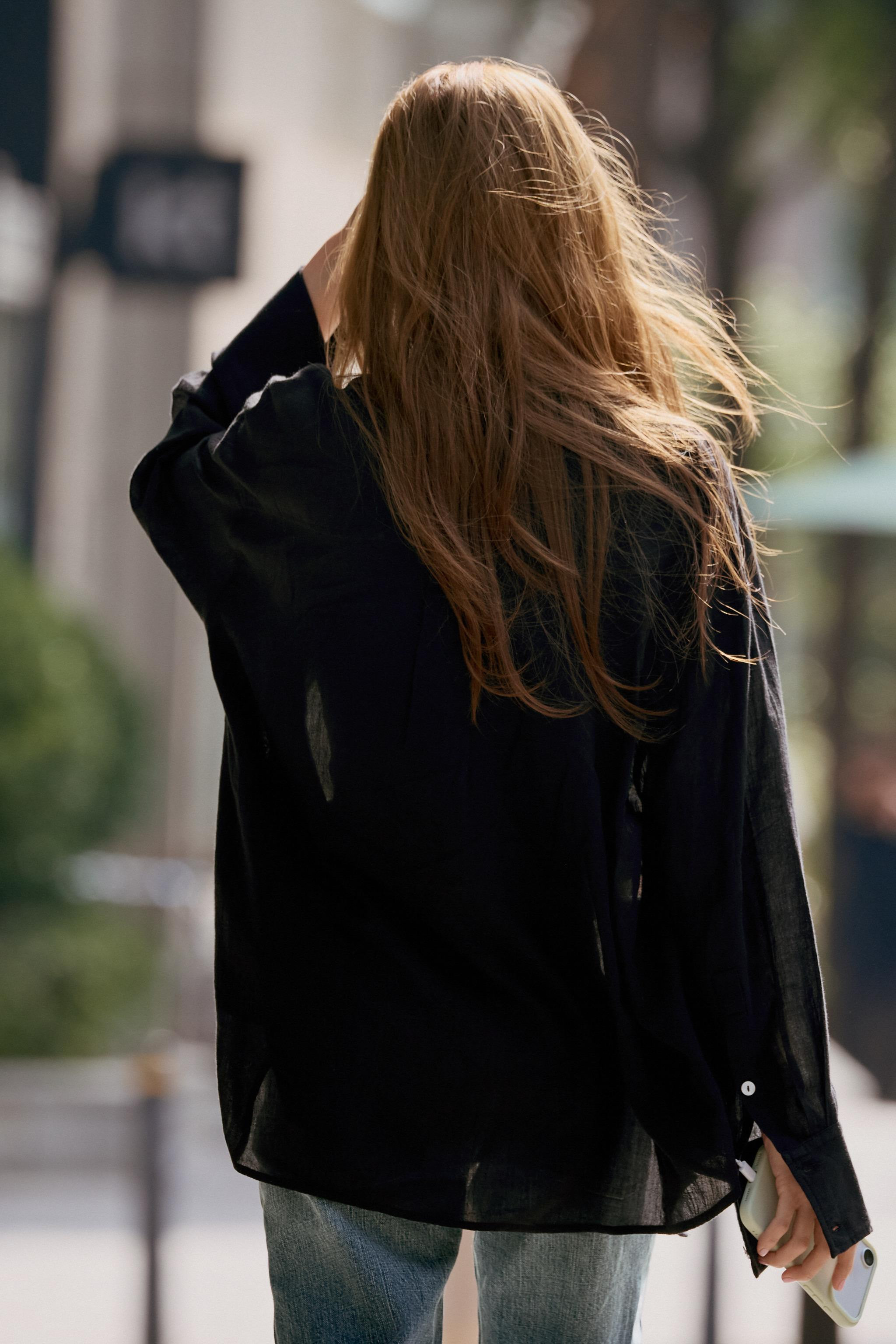 OVERSIZED GAUZE SHIRT WITH POCKET | Zara Canada