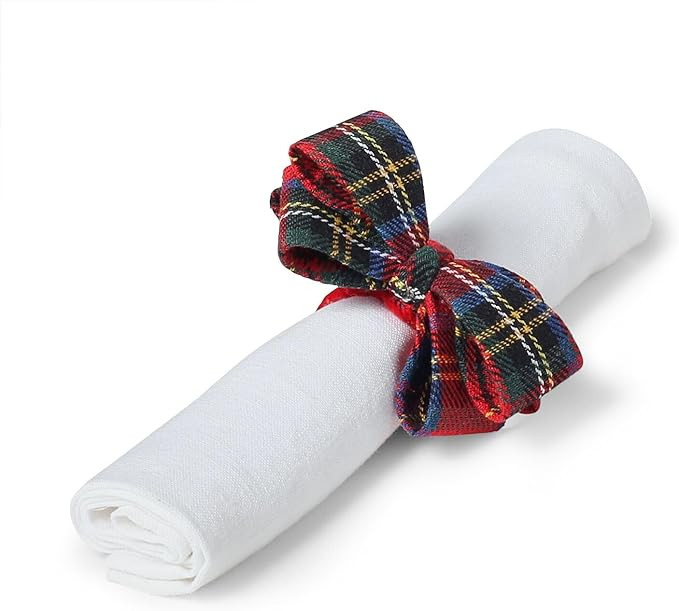 Sur La Table Plaid Bow Napkin Ring, Red | Amazon (US)