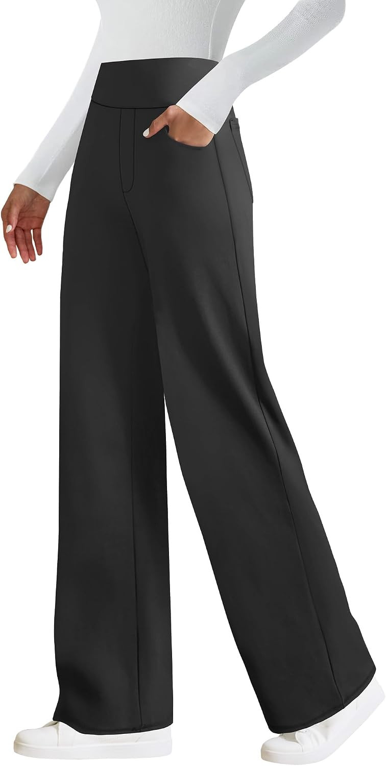 keriffe Womens Wide Leg High Waisted Yoga Pants with 4 Pockets | Amazon (US)