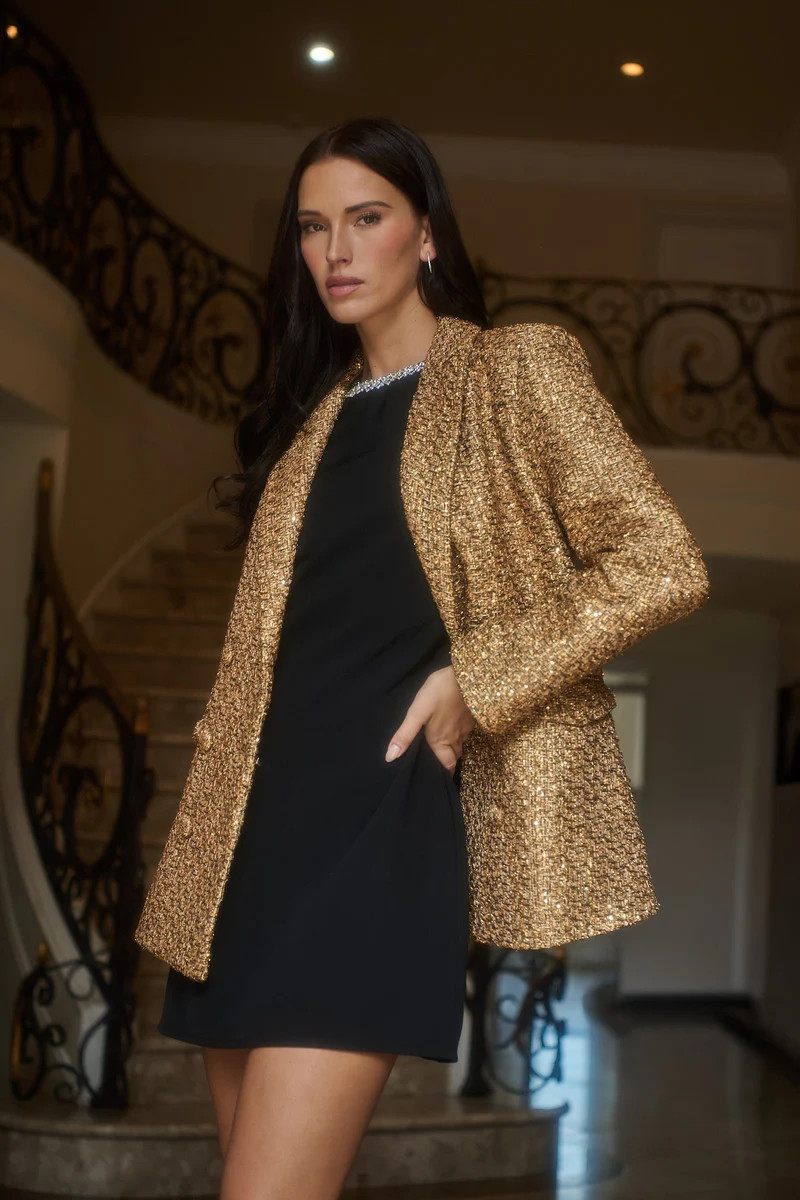 Tamary Tweed Vesta Collared Blazer | Sugarlips
