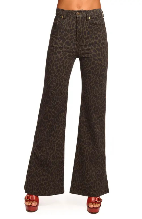 Ramy Brook Tyra Print Flare Jeans in Deep Olive Animal at Nordstrom, Size 30 | Nordstrom