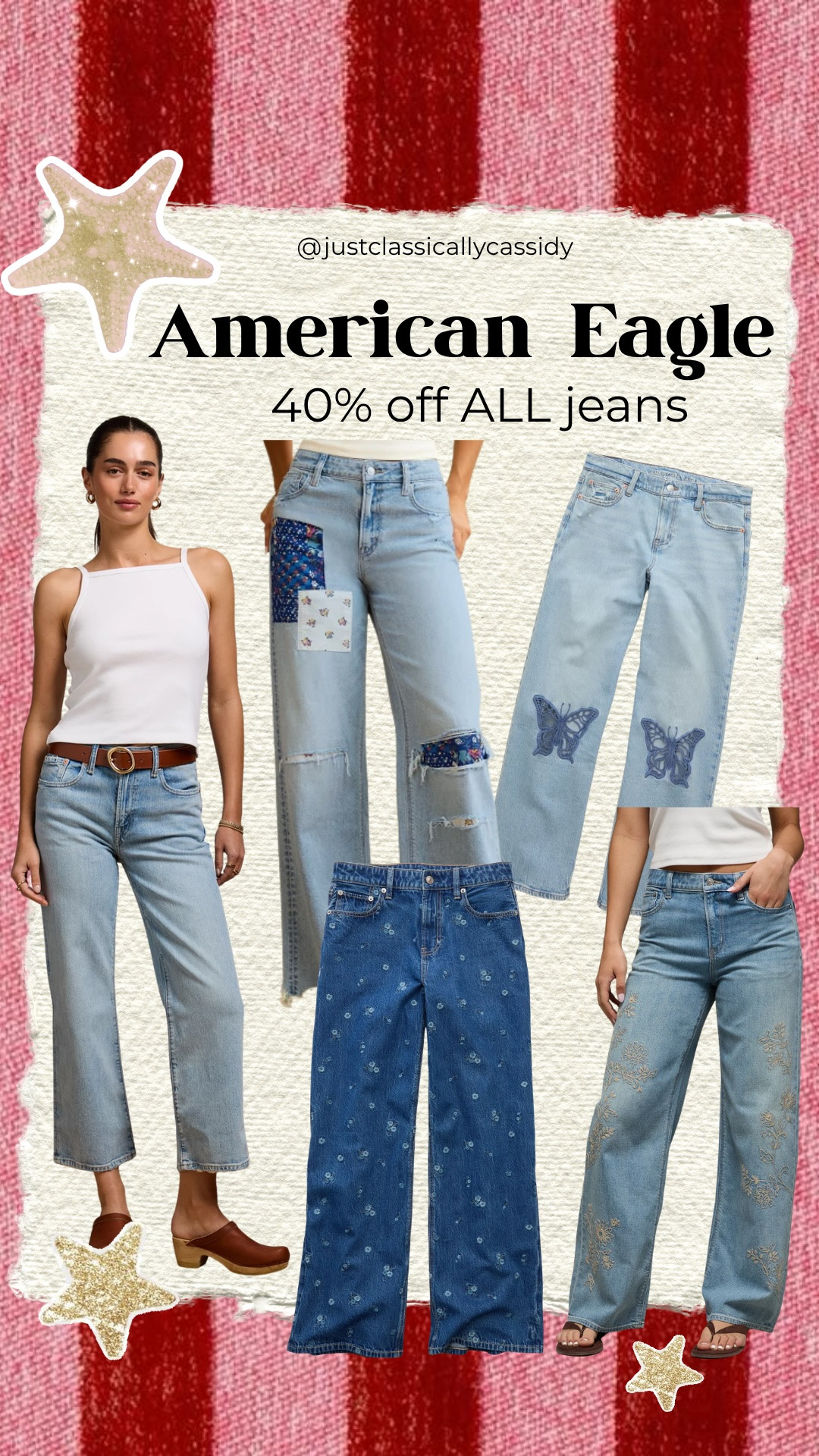 40% off all jeans now at American Eagle!! Loving all the fun details





Sale alert, savings, good deals, patches, embroidered, denim, baggy jeans, bootcut, crop, jeans, justclassicallycassidy 

 #LTKootd #LTKSeasonal #LTKSaleAlert