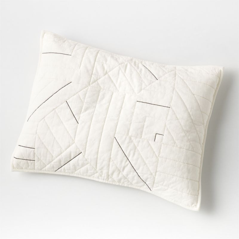 Twigg Cotton Black and White Standard Sham + Reviews | Crate & Barrel | Crate & Barrel