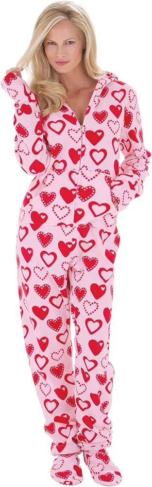 PajamaGram Fleece Onesies for Women - Hoodie Footie Pajamas Adult, Zip Front | Amazon (US)