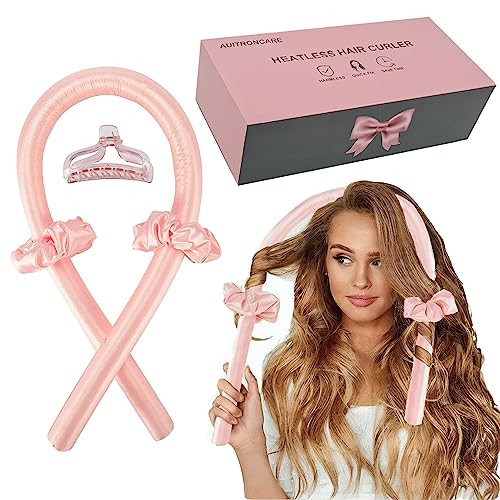 Heatless Curling set,Silk Curls Rod Headband,No Heat Rollers to Sleep in Overnight,Satin Hair Curlers for Long and Medium Hair(Pink) | Amazon (US)