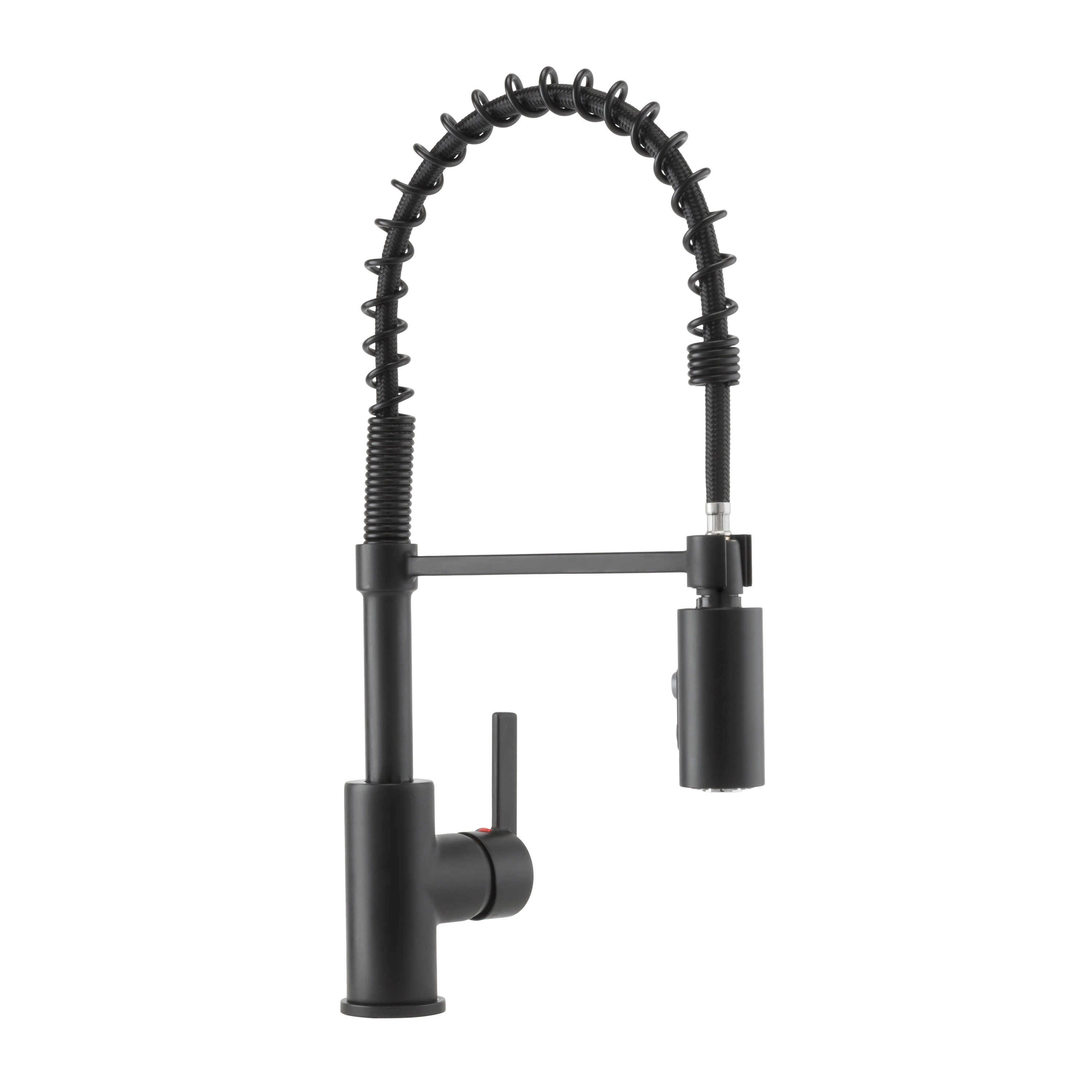 Project Source Flynt Matte black Single Handle Deck-mount Pull-down Kitchen Faucet with Sprayer (Includes Deck Plate) | H90K-51D-PS-MB | Lowe's