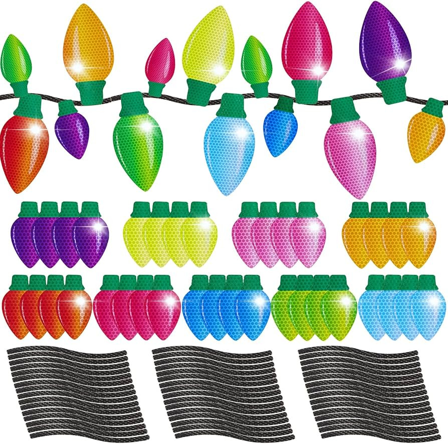 92 Pieces Christmas Car Refrigerator Decorations,44PCS Reflective Light Bulb Magnets 48PCS Magnet... | Amazon (US)