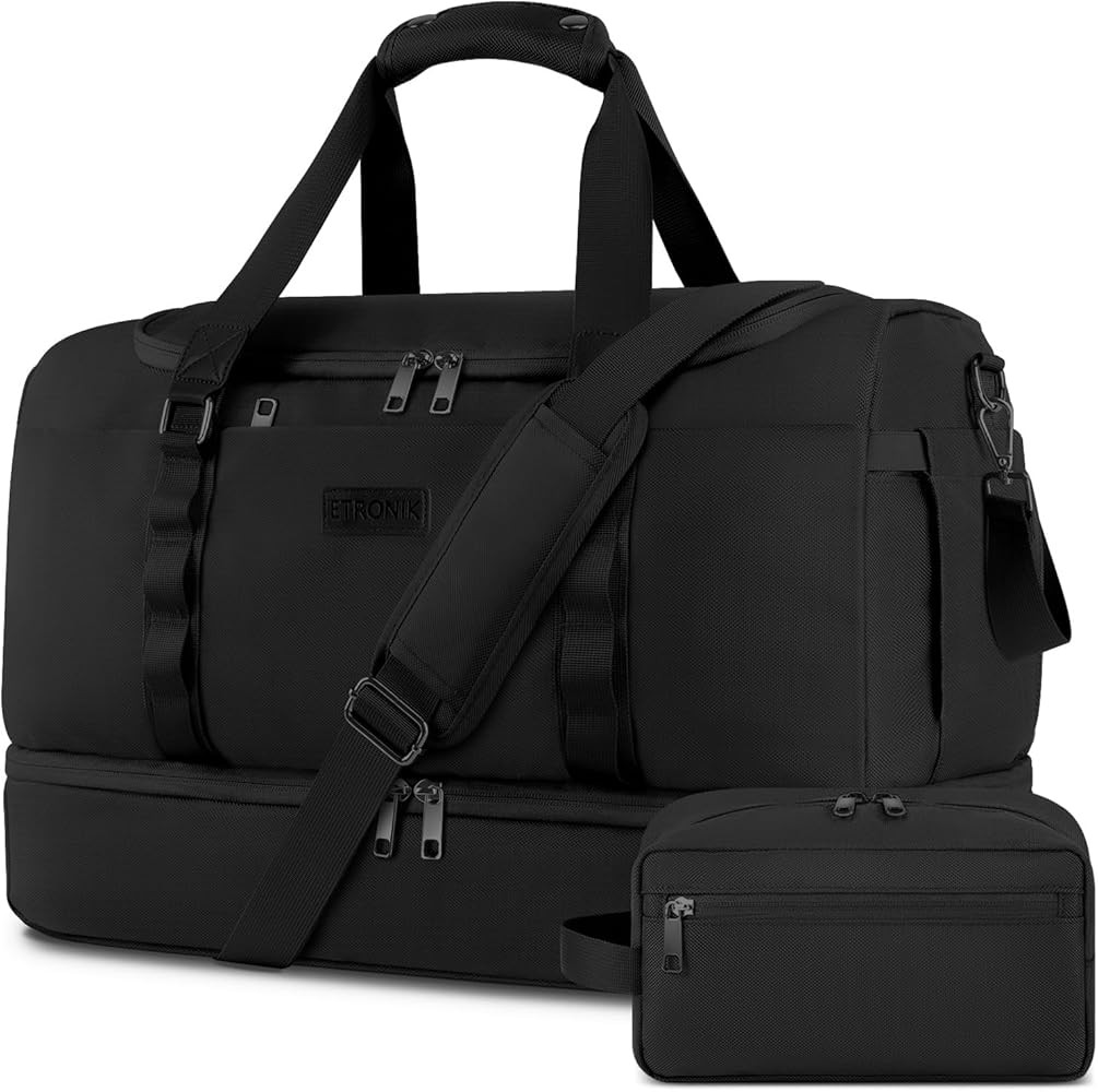 ETRONIK Travel Bag for Men Women, Duffle Bag & Gym Bag with Shoe Compartment, Weekender Overnight... | Amazon (US)
