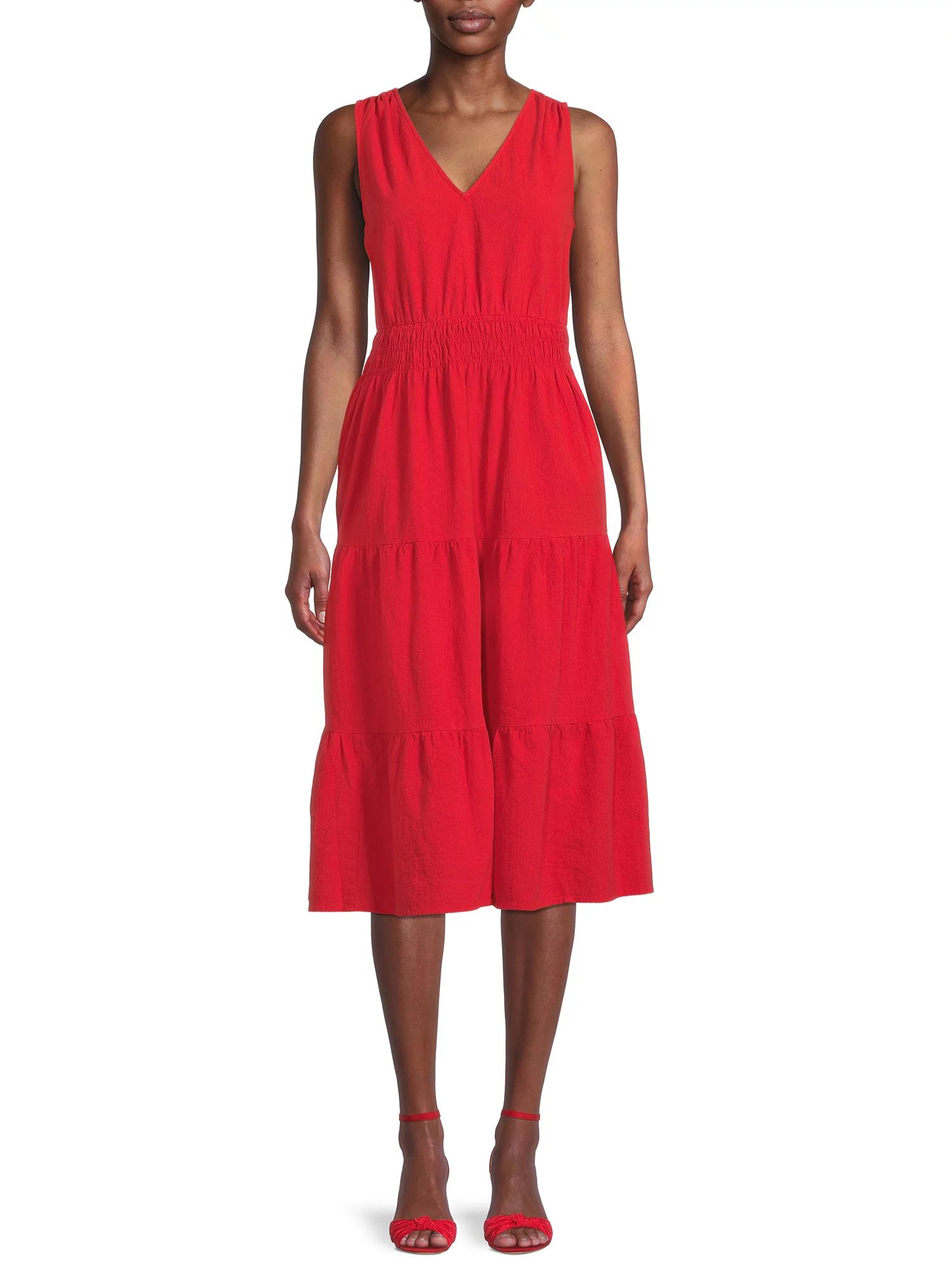 The Get Women's Sleeveless V-Neck Midi Dress - Walmart.com | Walmart (US)