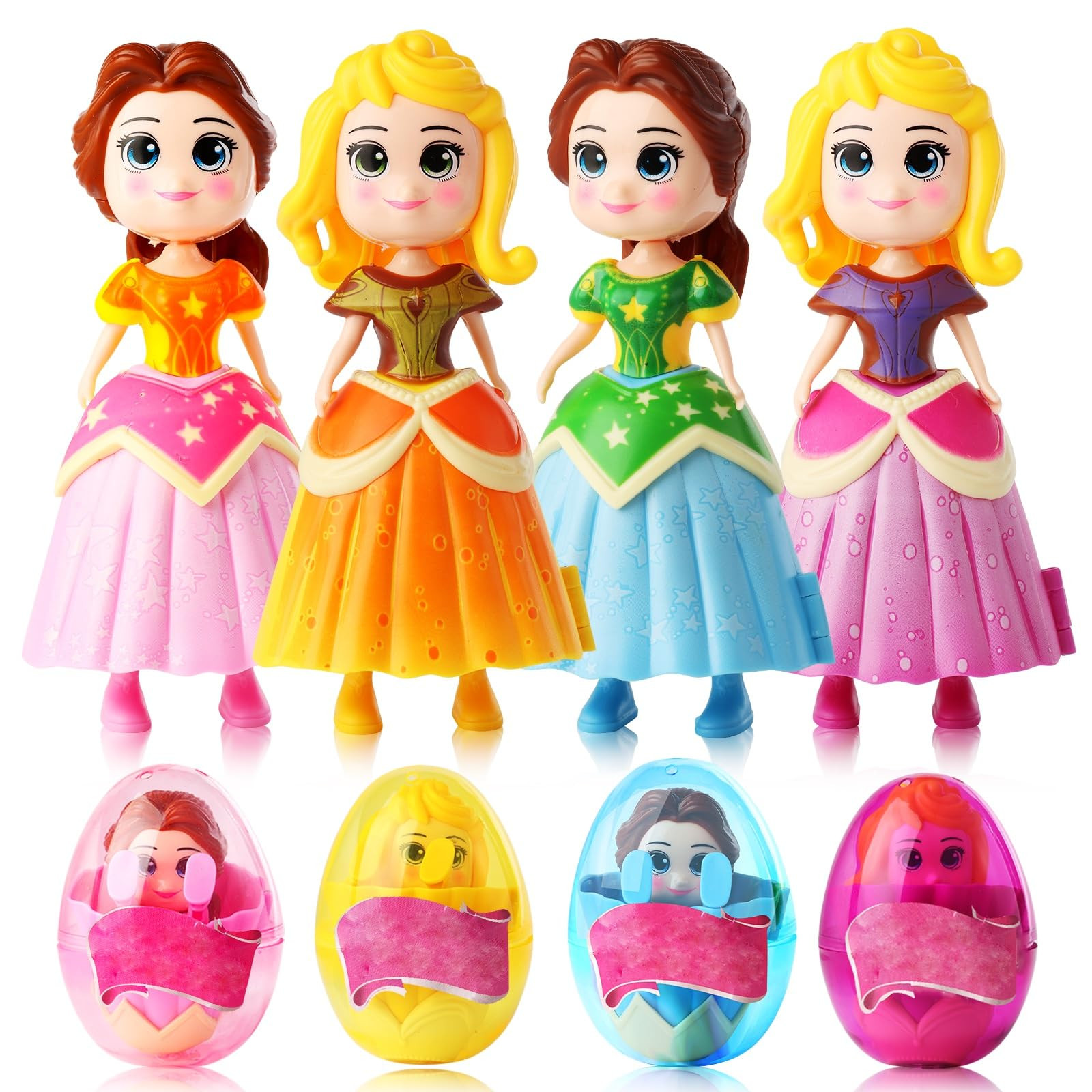 xutengy 4 Pack Easter Basket Stuffers Gifts Jumbo Princess Eggs，Deformation Prefilled Deformati... | Amazon (US)