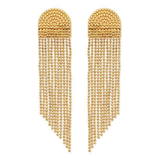 Scoop Womens Brass Yellow Gold Plated Beaded Fringe Dangle Earrings - Walmart.com | Walmart (US)