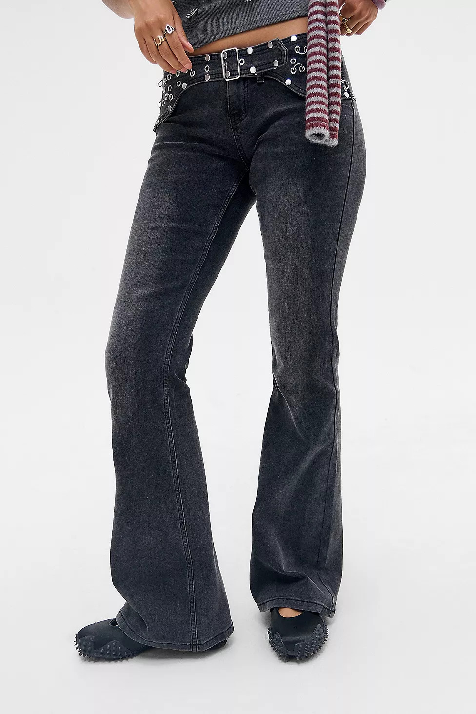 The Ragged Priest Charlotte Studded Belt Jeans | Urban Outfitters UK