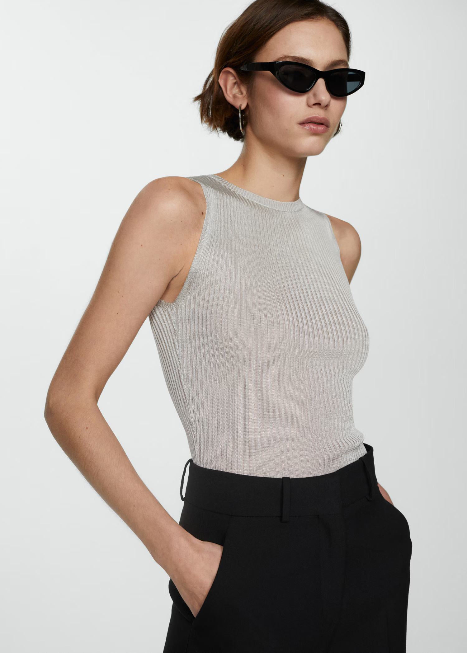 Knitted top with metallic thread | MANGO (UK)