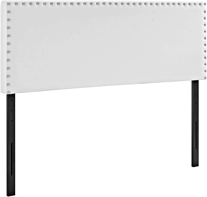 Modway Phoebe Faux Leather Upholstered Full Headboard in White with Nailhead Trim | Amazon (US)