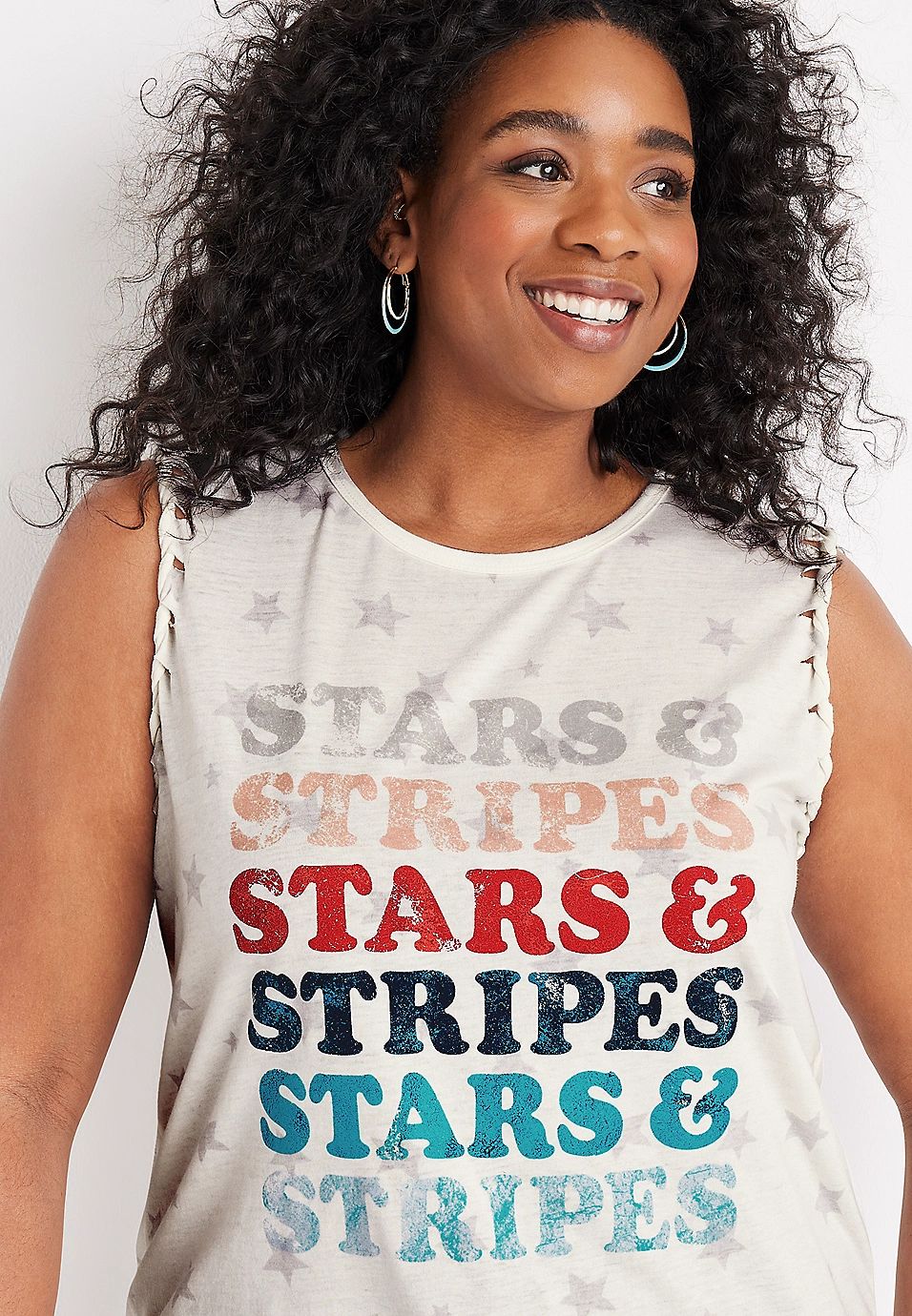 Plus Size Americana Stars And Stripes Graphic Tank | Maurices