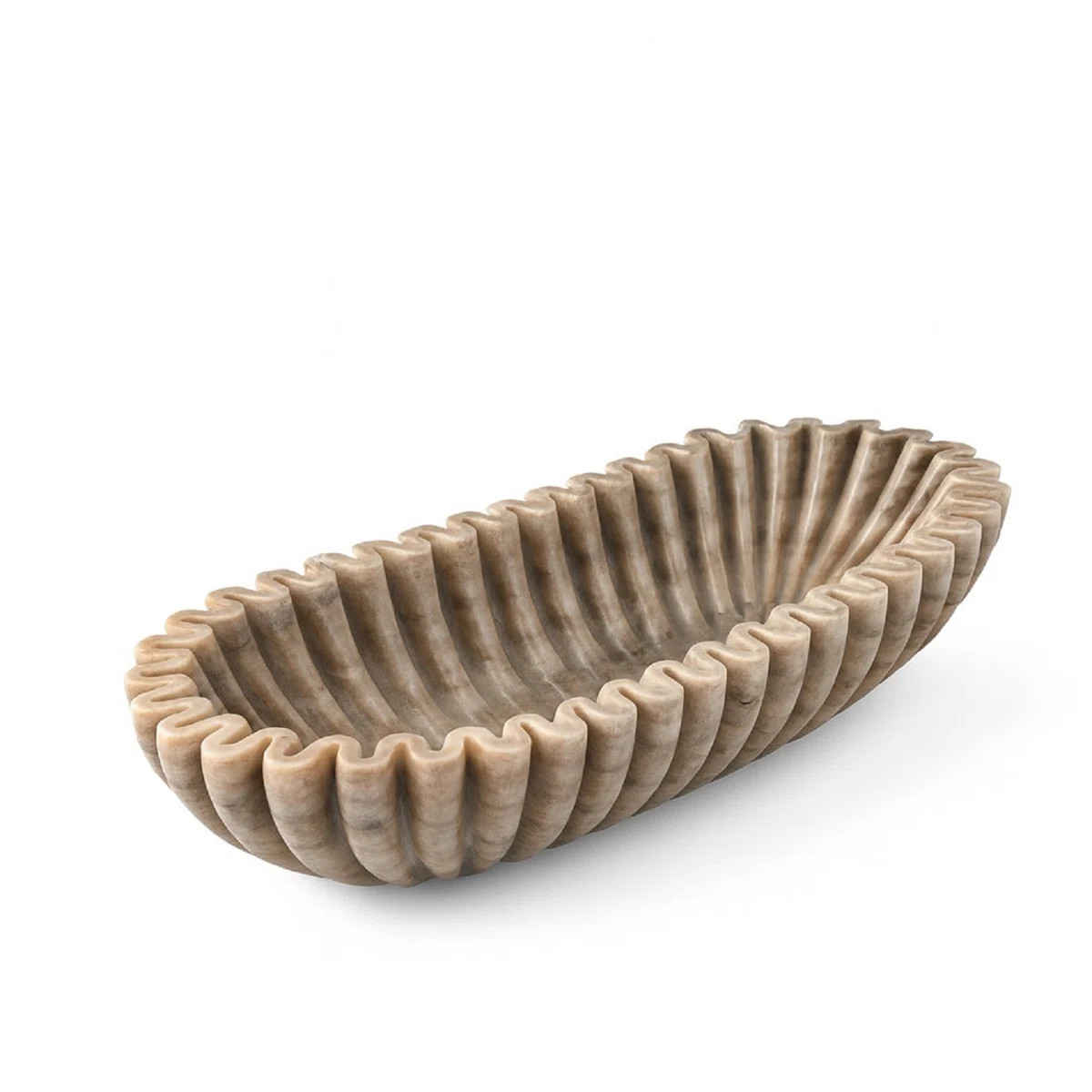 Montana Brown Marble Ruffled Oval Bowl | Wayfair North America