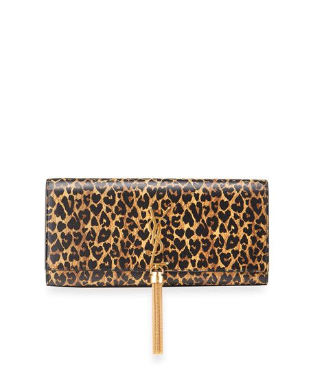 Kate Leopard-Print Tassel Clutch | Neiman Marcus